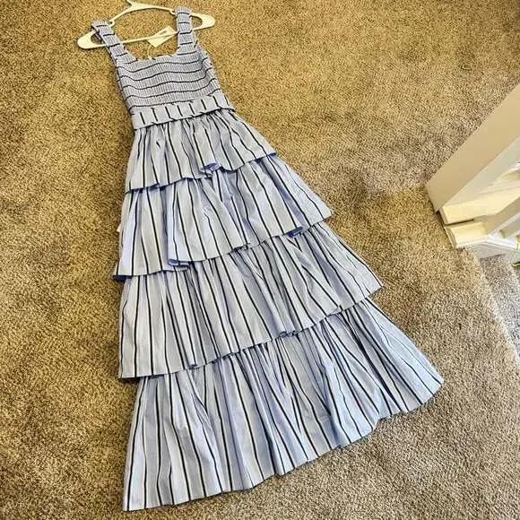 Petal & Pup Waverly Maxi Dress in Blue Stripe with Smocked Bodice Sz. XS - Picture 4 of 11